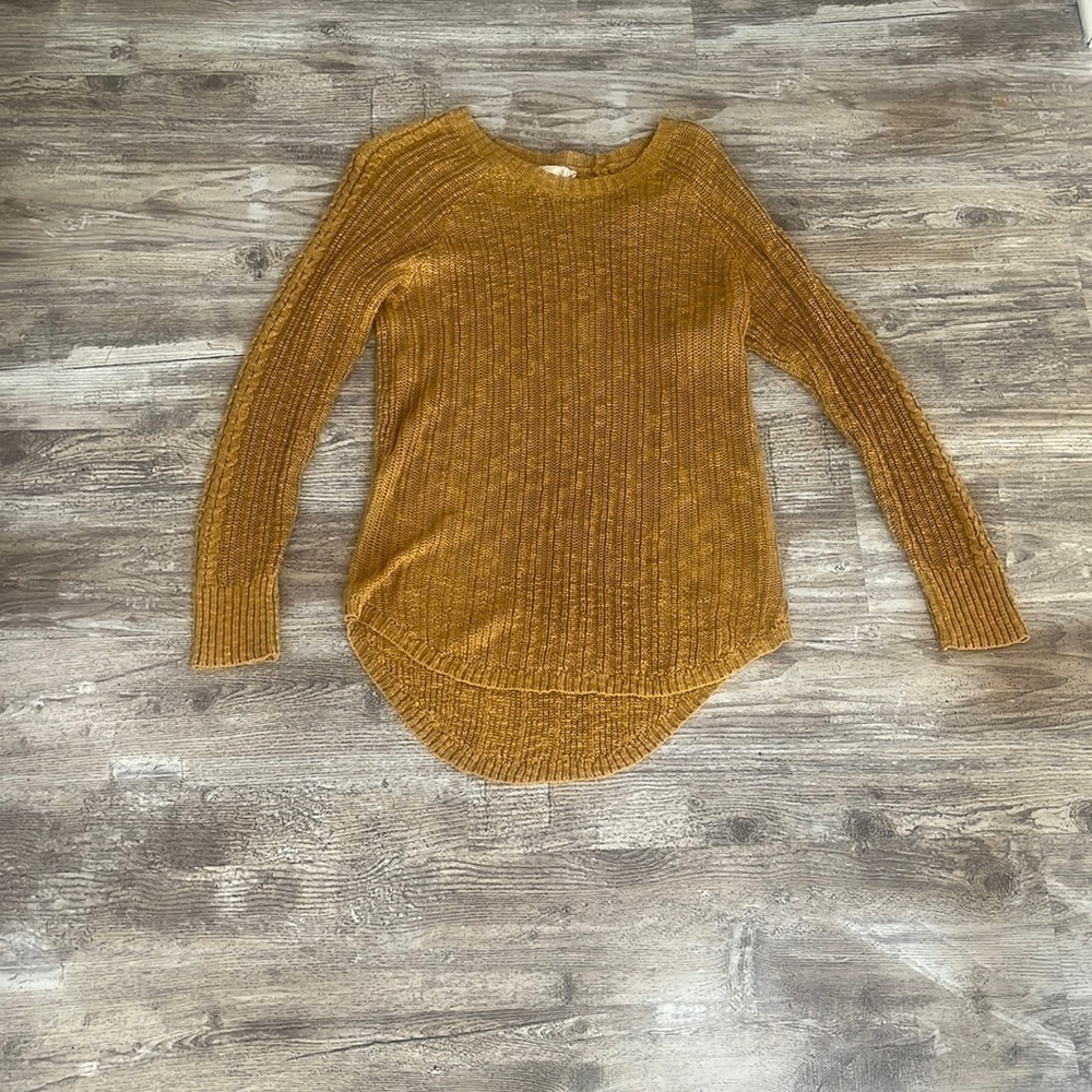 Pink Republic Mustard Yellow Gold Juniors Knit Sweater Large